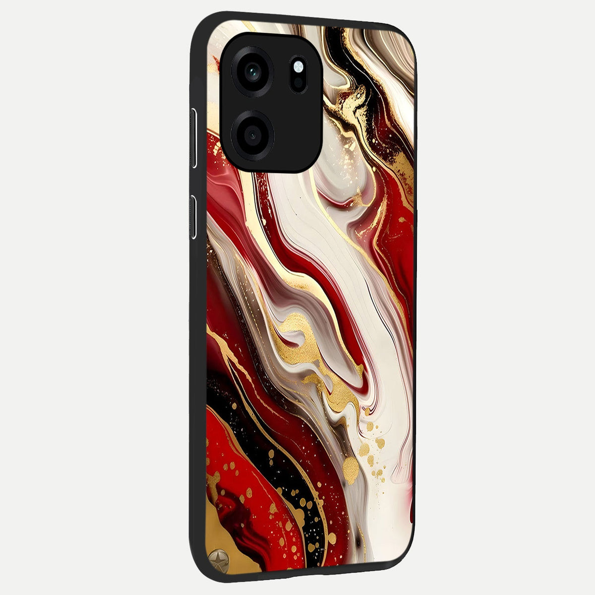 Red And White Marble back cover For OnePlus Nord CE 6 slim fit glass case with vibrant aesthetic design