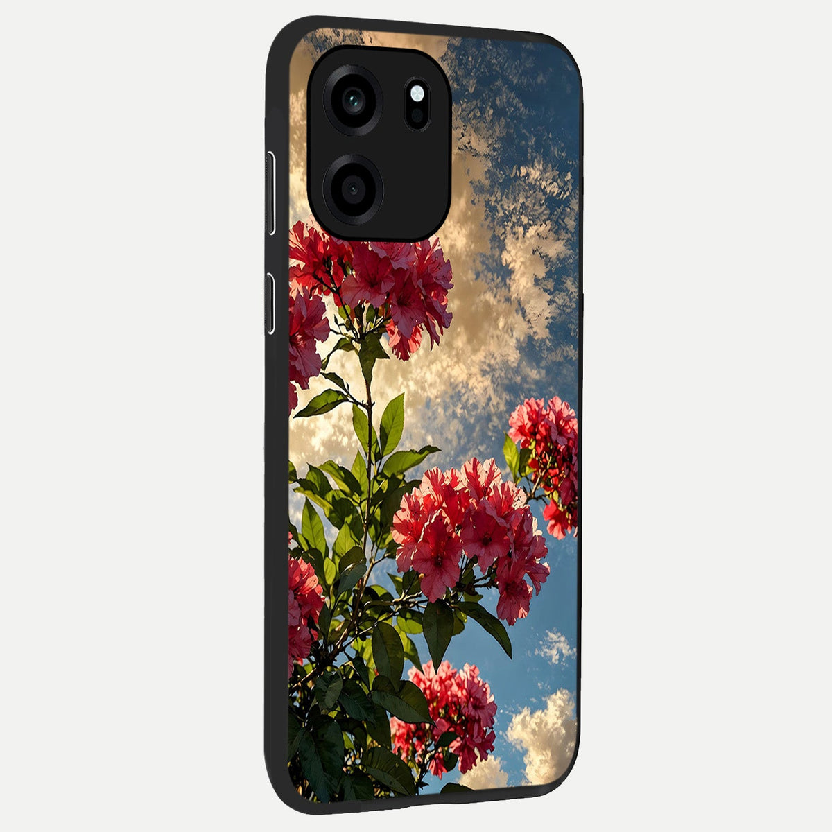 Red Bloom Skies back cover For OnePlus Nord CE 6 slim fit glass case with vibrant aesthetic design