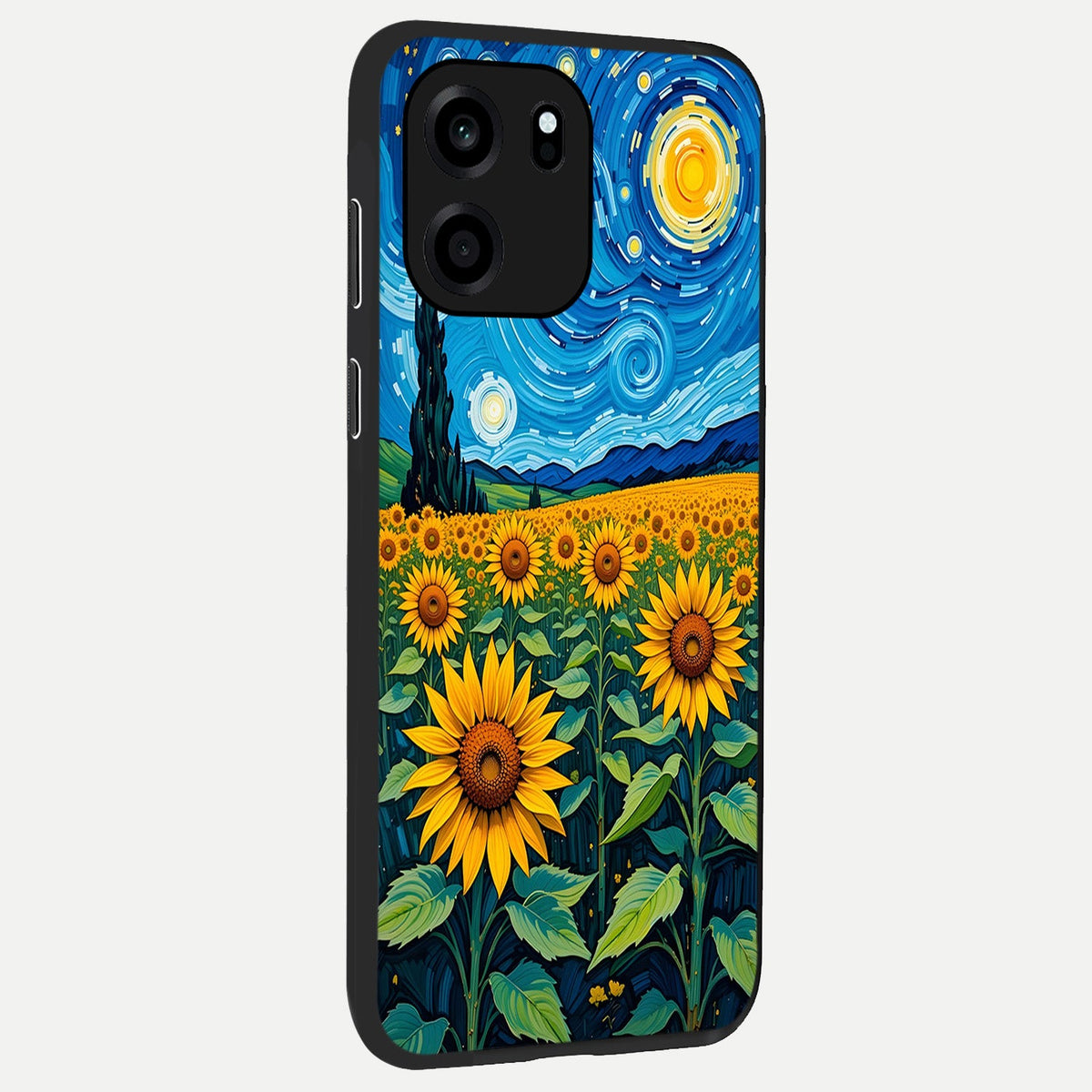 Starry Sunflower Dreams back cover For OnePlus Nord CE 6 slim fit glass case with vibrant aesthetic design