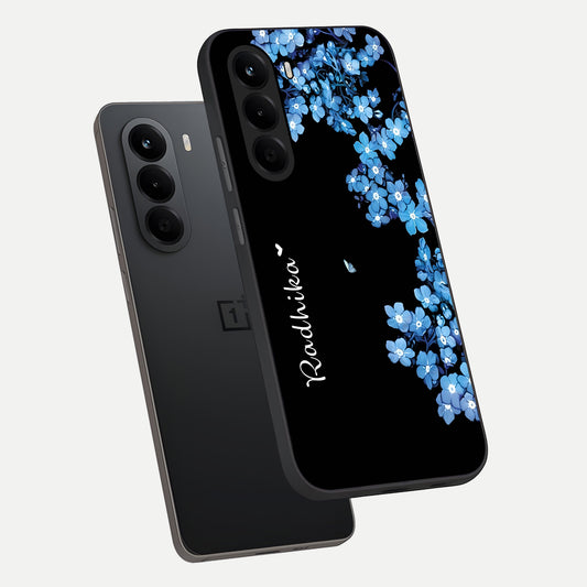 Blue Petal Dream Custom Name phone case For OnePlus Nord CE 6 Lite showing premium glass back cover with detailed artwork
