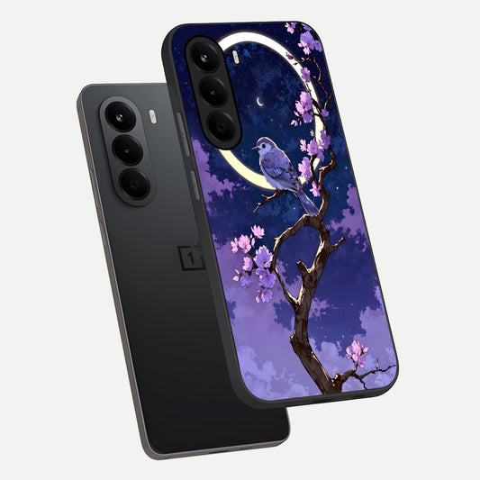 Celestial Bird Blossom phone case For OnePlus Nord CE 6 Lite showing premium glass back cover with detailed artwork