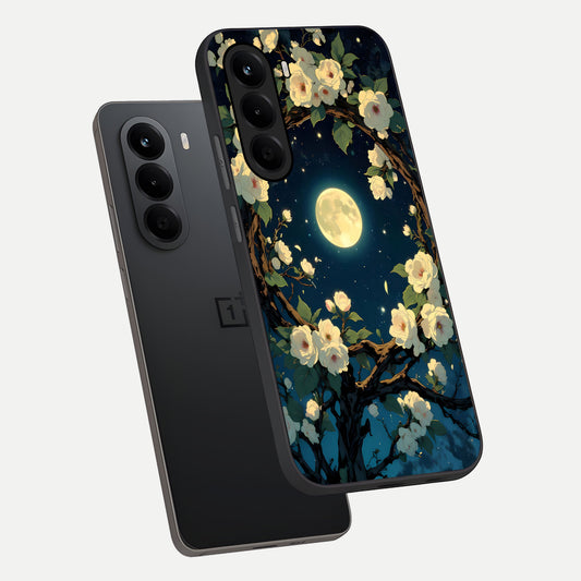 Celestial Moon And Flower phone case For OnePlus Nord CE 6 Lite showing premium glass back cover with detailed artwork