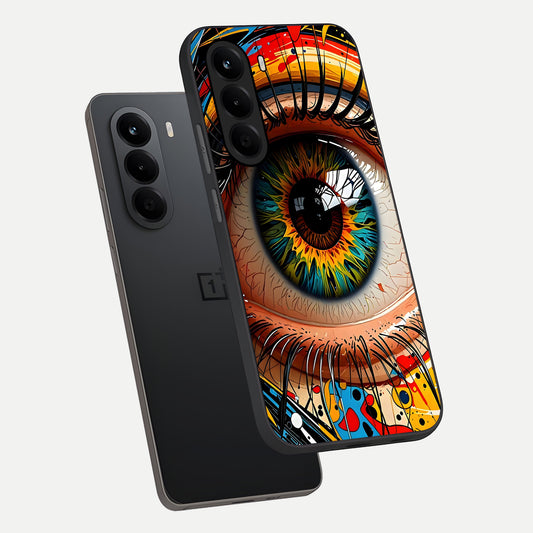 Colorful Eye phone case For OnePlus Nord CE 6 Lite showing premium glass back cover with detailed artwork