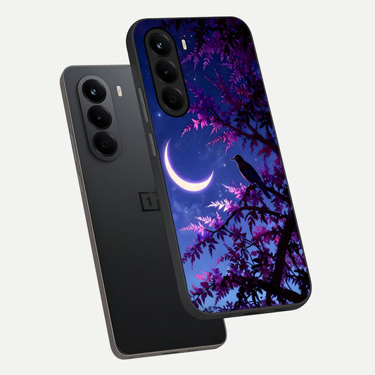 Crow And Moon Scenery phone case For OnePlus Nord CE 6 Lite showing premium glass back cover with detailed artwork