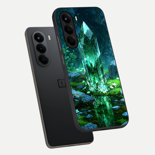 Emerald Light Crystal phone case For OnePlus Nord CE 6 Lite showing premium glass back cover with detailed artwork