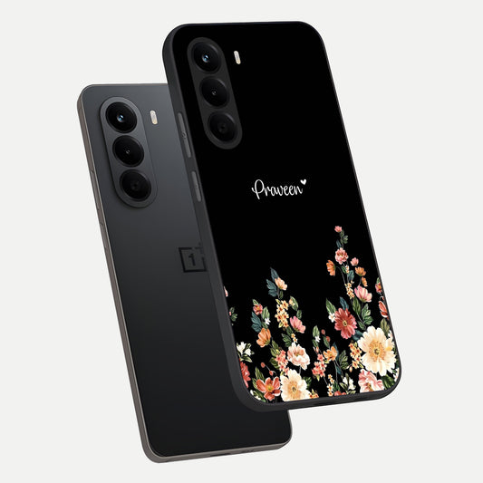 Floral Design Personalized Custom Name phone case For OnePlus Nord CE 6 Lite showing premium glass back cover with detailed artwork