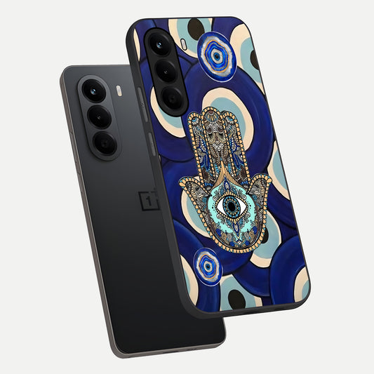 Hamsa Divine Guard phone case For OnePlus Nord CE 6 Lite showing premium glass back cover with detailed artwork