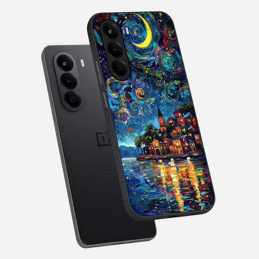 Moonlight Harbor Glow phone case For OnePlus Nord CE 6 Lite showing premium glass back cover with detailed artwork