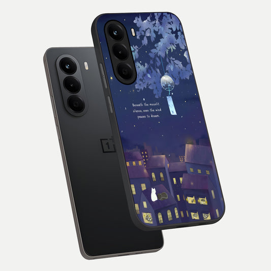 Moonlit Cat Silence phone case For OnePlus Nord CE 6 Lite showing premium glass back cover with detailed artwork