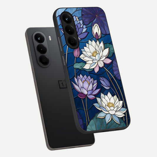 Purple Lotus Stained phone case For OnePlus Nord CE 6 Lite showing premium glass back cover with detailed artwork