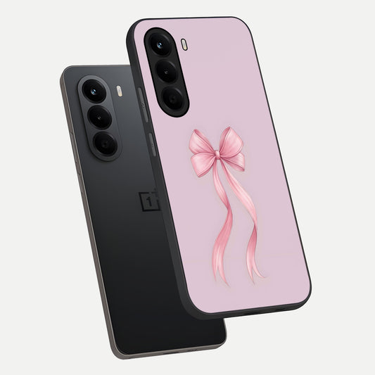 Soft Blush Bow phone case For OnePlus Nord CE 6 Lite showing premium glass back cover with detailed artwork