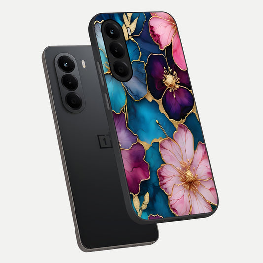 Sparkle Floral phone case For OnePlus Nord CE 6 Lite showing premium glass back cover with detailed artwork