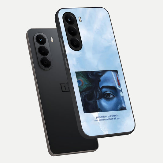 Spiritual Krishna phone case For OnePlus Nord CE 6 Lite showing premium glass back cover with detailed artwork