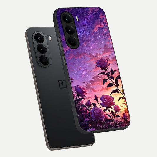 Starlit Rose Twilight phone case For OnePlus Nord CE 6 Lite showing premium glass back cover with detailed artwork