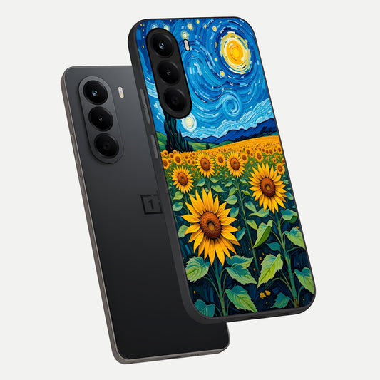 Starry Sunflower Dreams phone case For OnePlus Nord CE 6 Lite showing premium glass back cover with detailed artwork