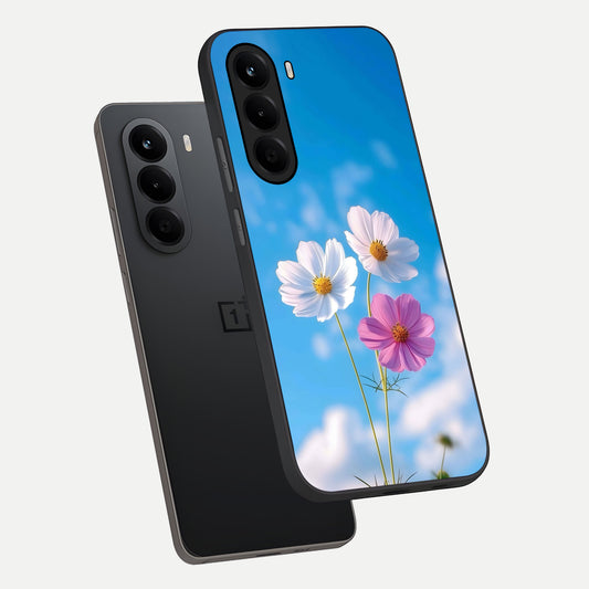 Tripple Flowers With Sky phone case For OnePlus Nord CE 6 Lite showing premium glass back cover with detailed artwork