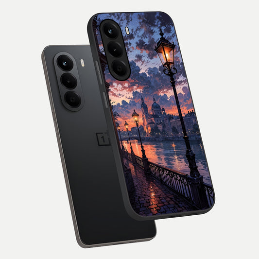 Twilight River Lights phone case For OnePlus Nord CE 6 Lite showing premium glass back cover with detailed artwork