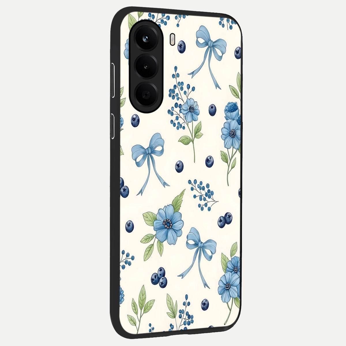 Blue Flower And Bow back cover For OnePlus Nord CE 6 Lite slim fit glass case with vibrant aesthetic design
