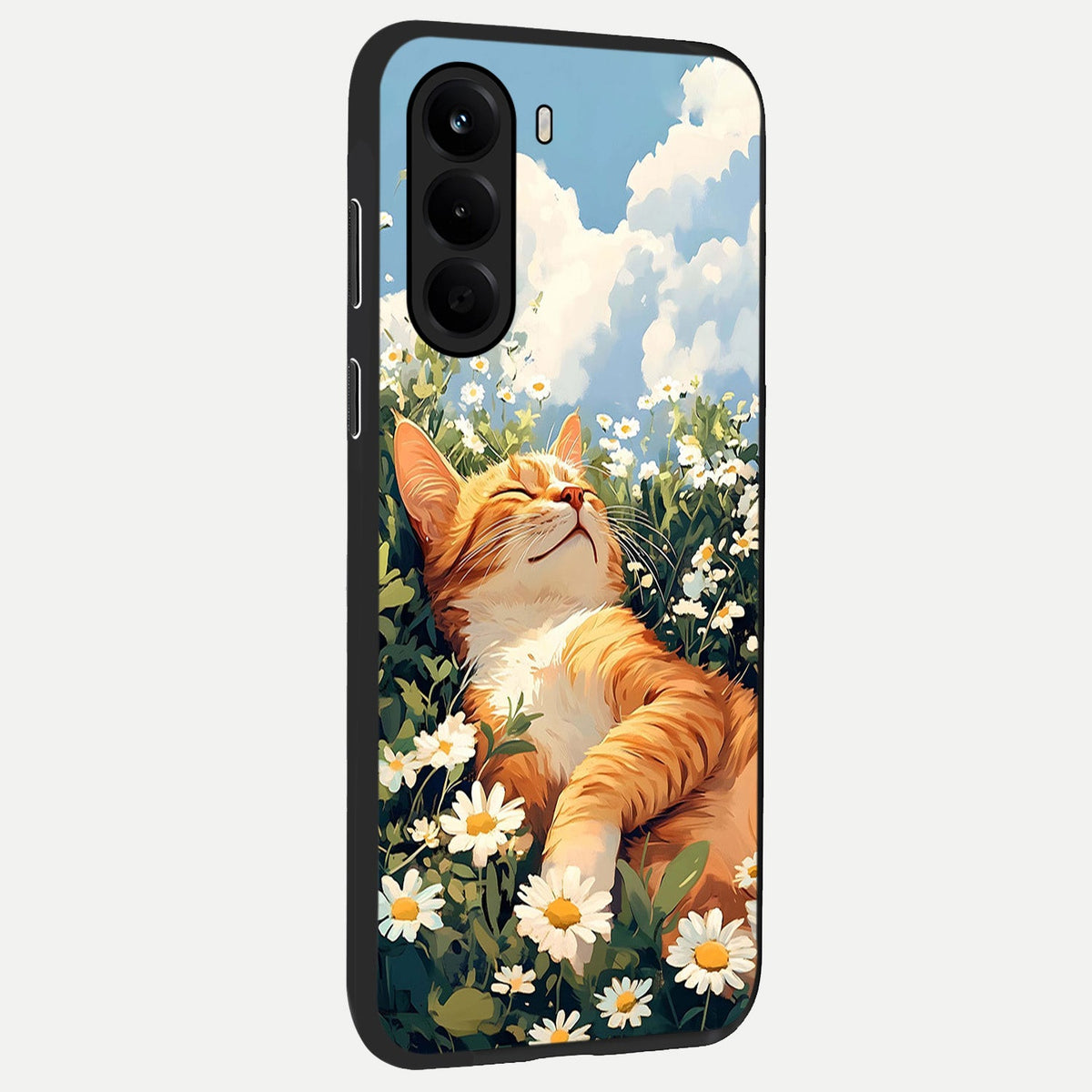 Cat And Flowers View back cover For OnePlus Nord CE 6 Lite slim fit glass case with vibrant aesthetic design