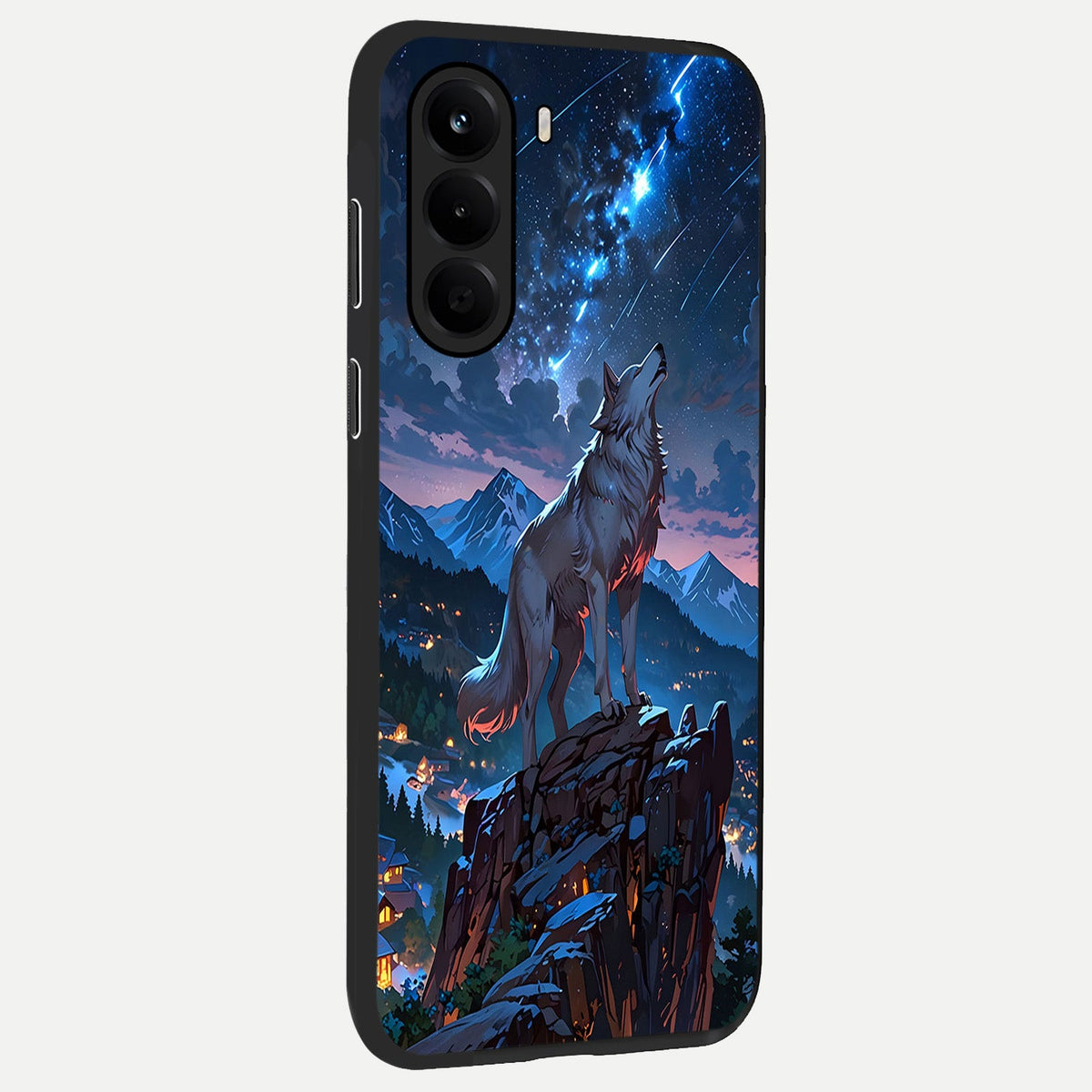 Celestial Wolf Howl back cover For OnePlus Nord CE 6 Lite slim fit glass case with vibrant aesthetic design