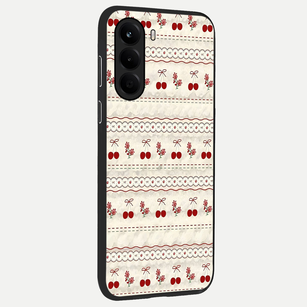 Cherry Bloom Charm back cover For OnePlus Nord CE 6 Lite slim fit glass case with vibrant aesthetic design