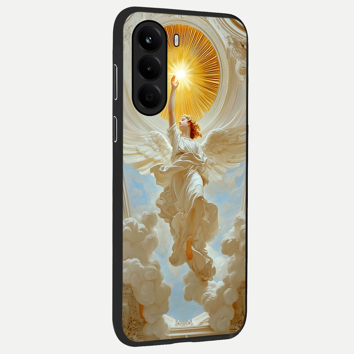 Divine Light Angel back cover For OnePlus Nord CE 6 Lite slim fit glass case with vibrant aesthetic design