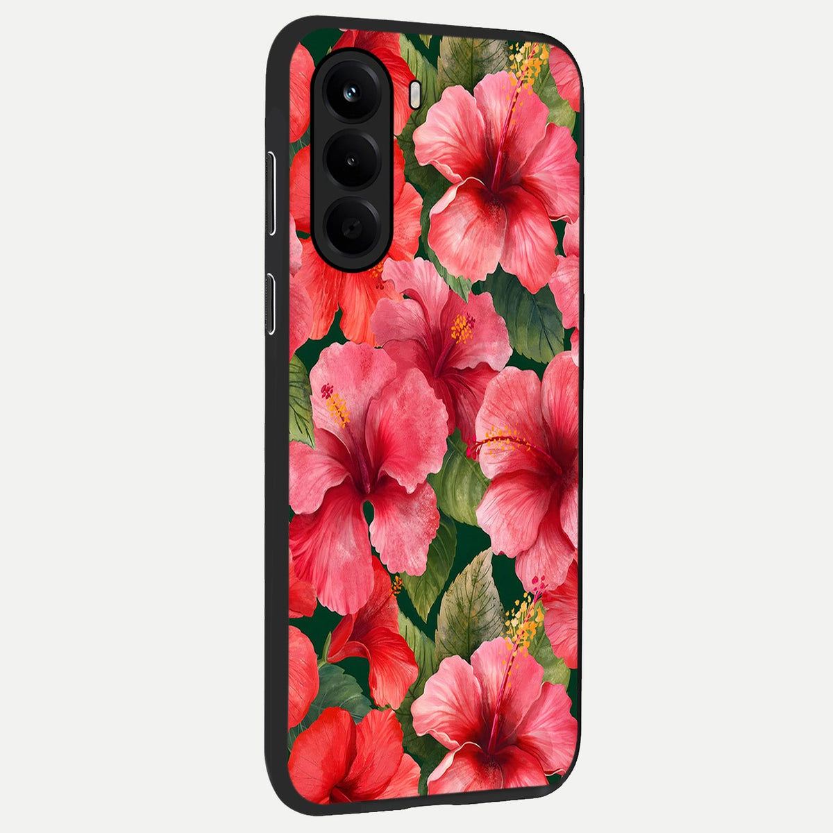 Hibiscus Pattern back cover For OnePlus Nord CE 6 Lite slim fit glass case with vibrant aesthetic design