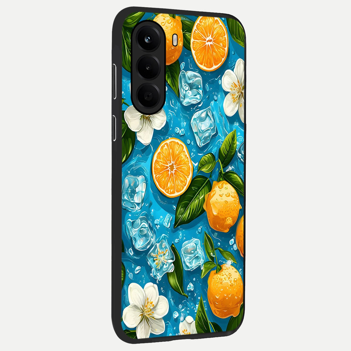 Ice Cube With Orange back cover For OnePlus Nord CE 6 Lite slim fit glass case with vibrant aesthetic design