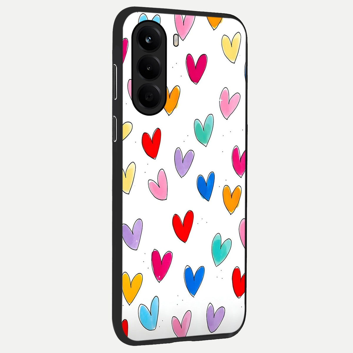 Playful Love Doodles back cover For OnePlus Nord CE 6 Lite slim fit glass case with vibrant aesthetic design