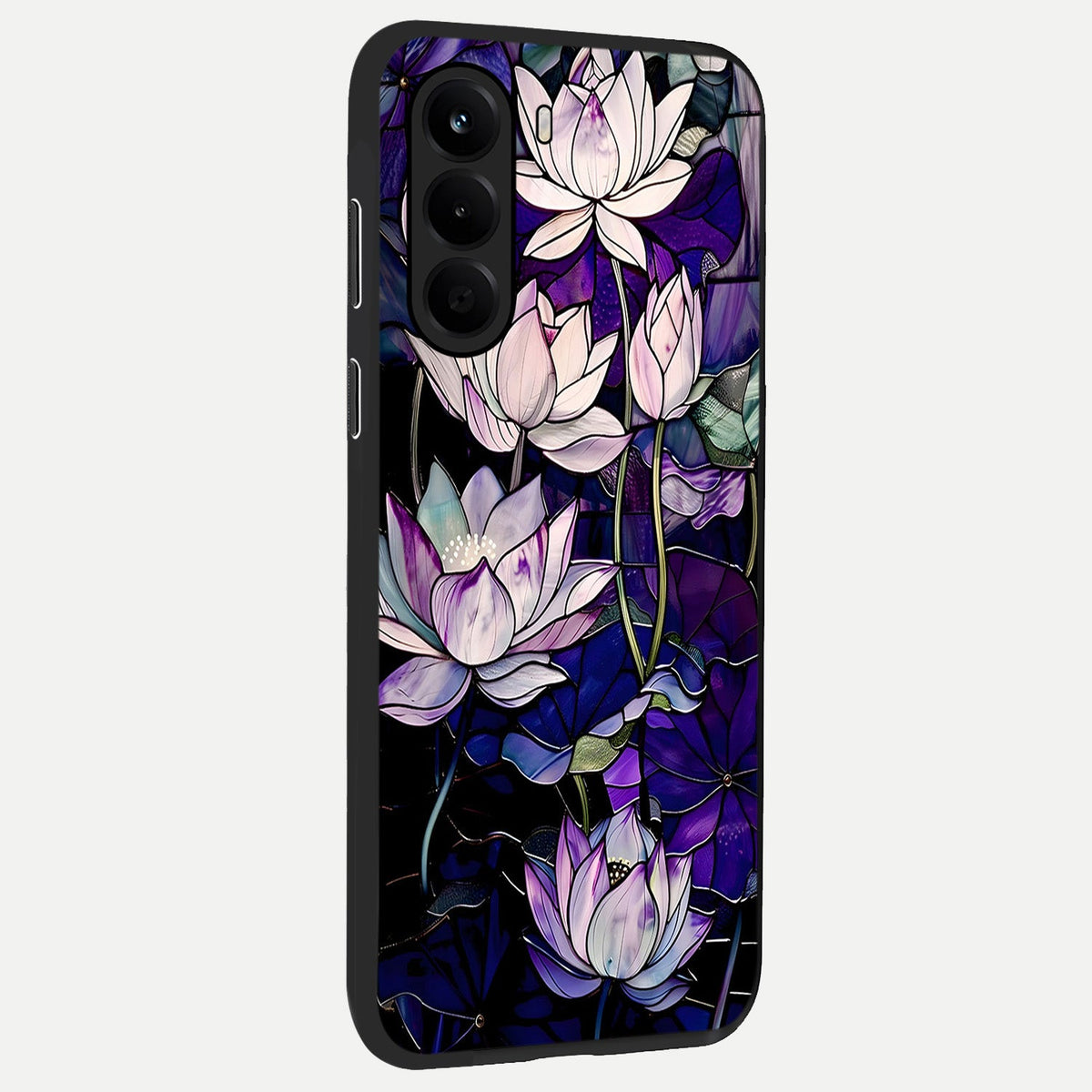 Purple Lotus Pattern back cover For OnePlus Nord CE 6 Lite slim fit glass case with vibrant aesthetic design
