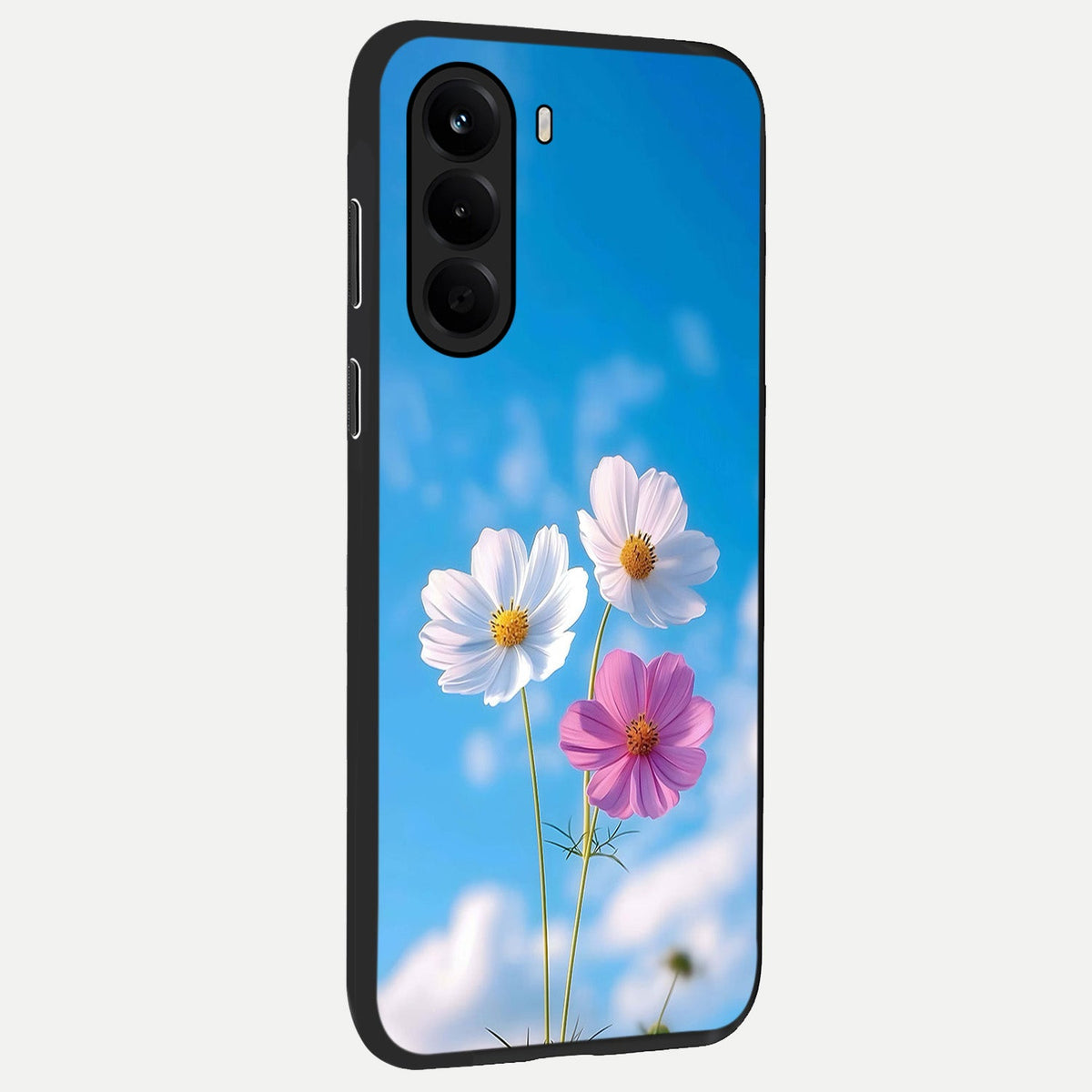 Tripple Flowers With Sky back cover For OnePlus Nord CE 6 Lite slim fit glass case with vibrant aesthetic design