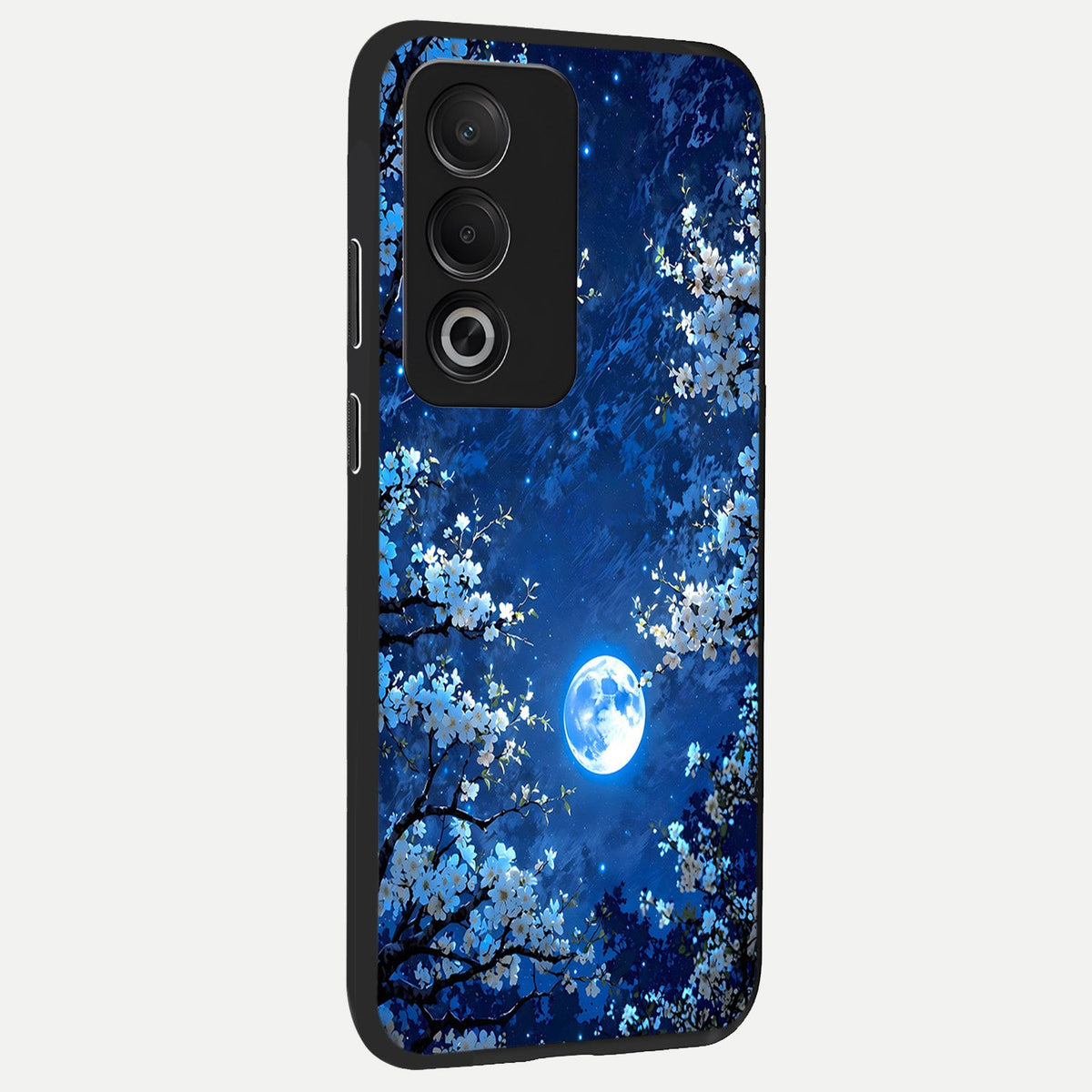 Blossom Moonlight Sky back cover For Oppo A3 Pro 5G slim fit glass case with vibrant aesthetic design
