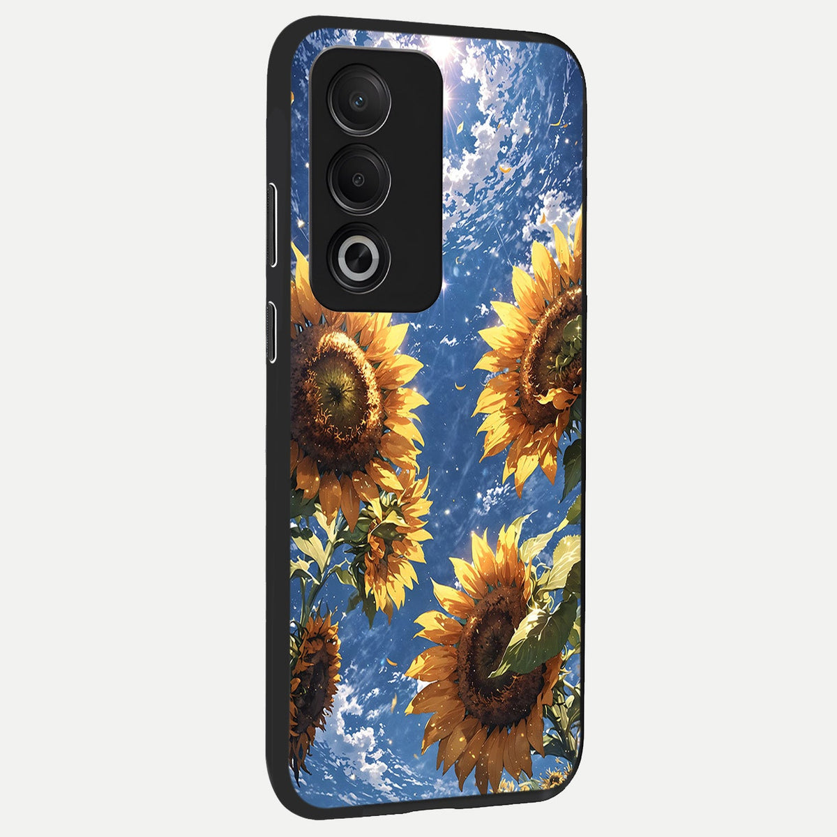 Heavenly Sunflower Rise back cover For Oppo A3 Pro 5G slim fit glass case with vibrant aesthetic design