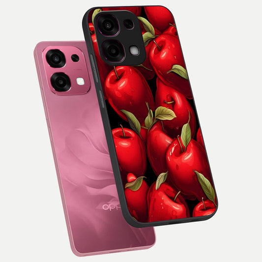 Apple Pattern phone case For Oppo F31 5G showing premium glass back cover with detailed artwork
