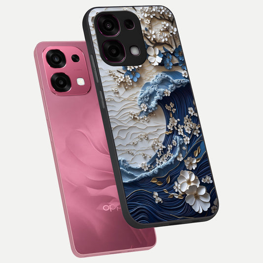 Blossom Wave Art phone case For Oppo F31 5G showing premium glass back cover with detailed artwork
