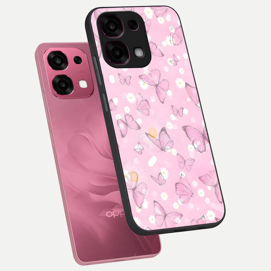 Blush Butterfly Garden phone case For Oppo F31 5G showing premium glass back cover with detailed artwork