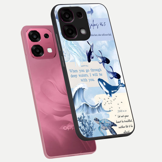 Faithful Ocean Promise phone case For Oppo F31 5G showing premium glass back cover with detailed artwork