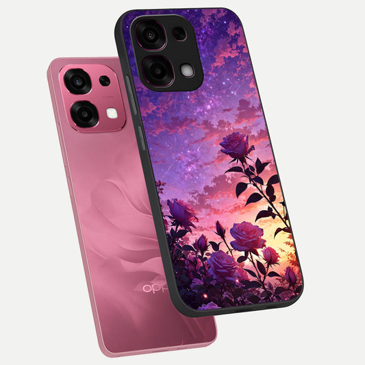 Starlit Rose Twilight phone case For Oppo F31 5G showing premium glass back cover with detailed artwork