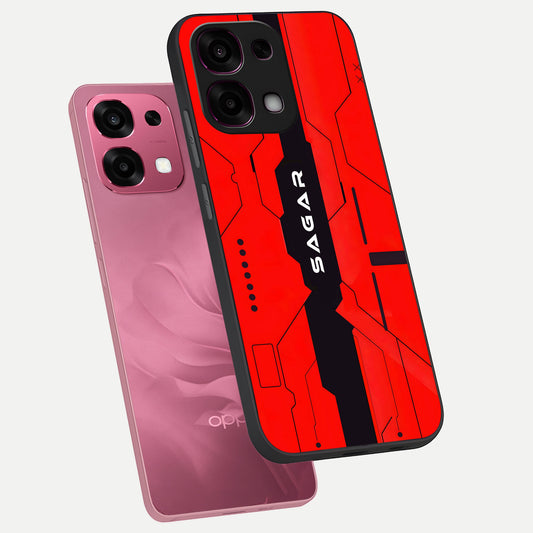 Voltage Rise CYBERPUNK Custom Name phone case For Oppo F31 5G showing premium custom name glass back cover