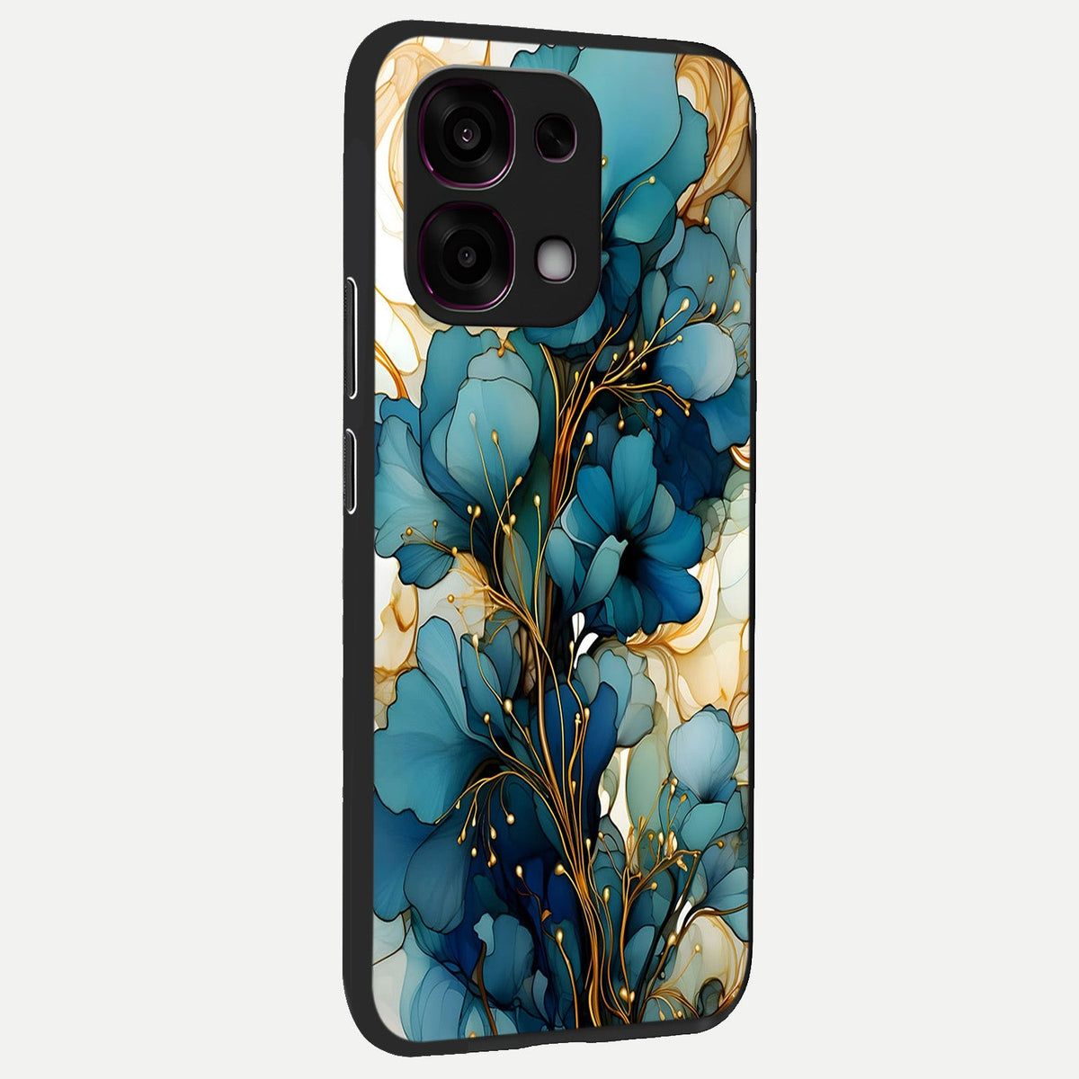 Golden Bloom Symphony back cover For Oppo F31 5G slim fit glass case with vibrant aesthetic design
