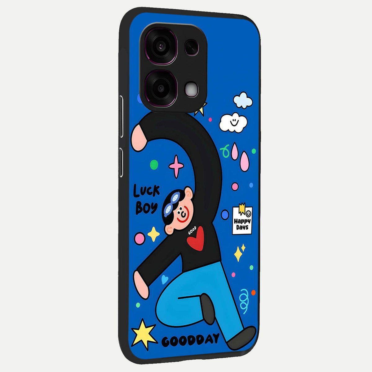 Happy Luck Vibe back cover For Oppo F31 5G slim fit glass case with vibrant aesthetic design