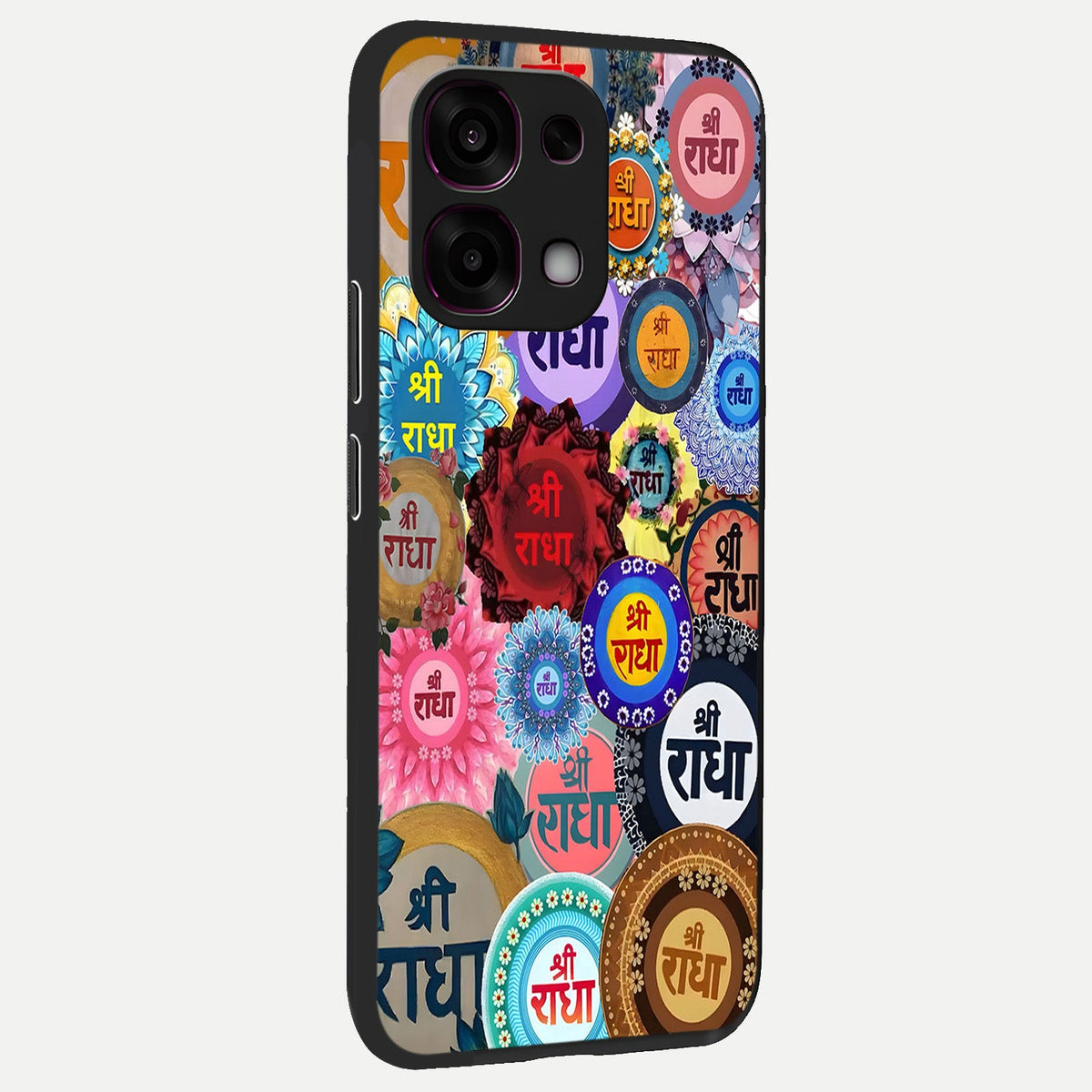 Radha Divine Bloom back cover For Oppo F31 5G slim fit glass case with vibrant aesthetic design