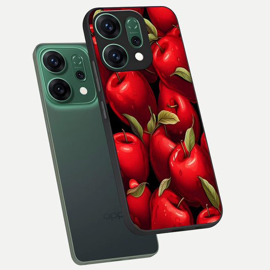 Apple Pattern phone case For Oppo Reno 14 showing premium glass back cover with detailed artwork