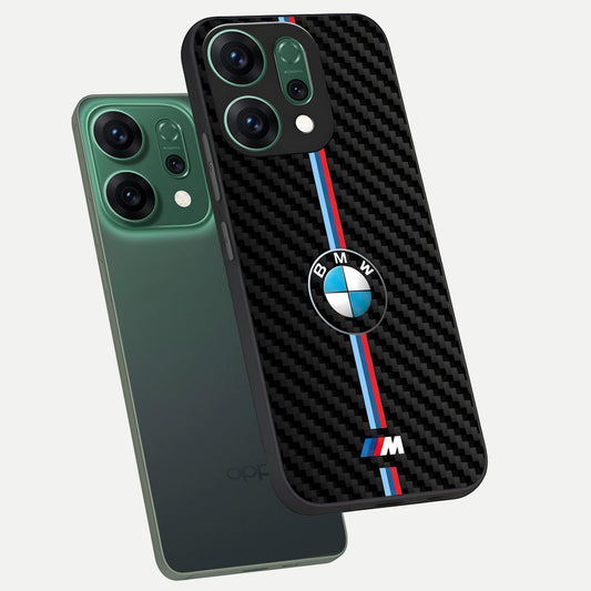 BMW Pattern phone case For Oppo Reno 14 showing premium glass back cover with detailed artwork