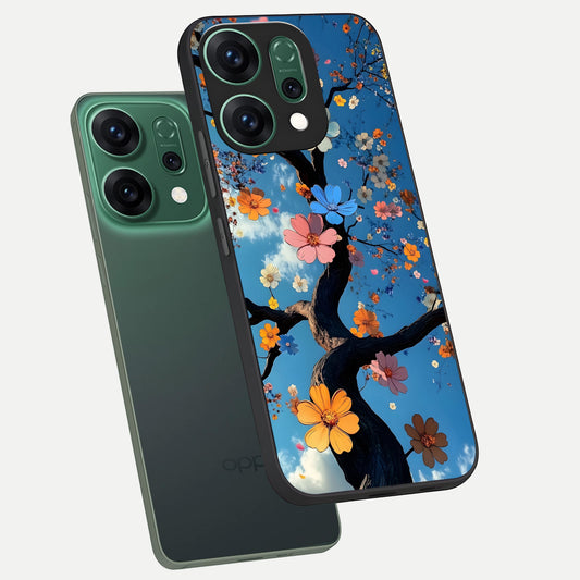 Blossom Dream Sky phone case For Oppo Reno 14 showing premium glass back cover with detailed artwork