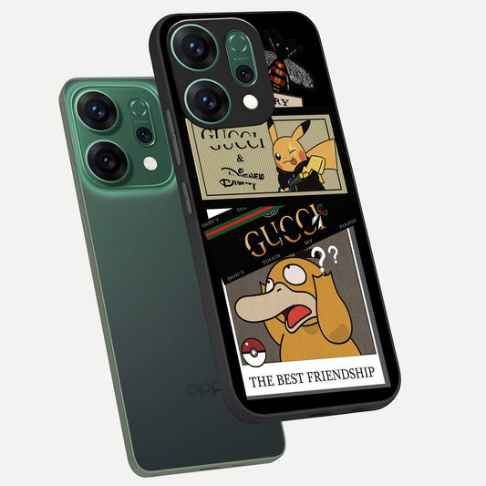 Cartoon Brand Play Mashup phone case For Oppo Reno 14 showing premium glass back cover with detailed artwork