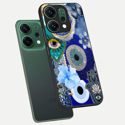 Celestial Blue Vision phone case For Oppo Reno 14 showing premium glass back cover with detailed artwork