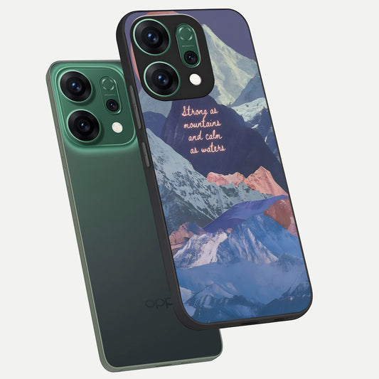 Celestial Mountain Calm phone case For Oppo Reno 14 showing premium glass back cover with detailed artwork