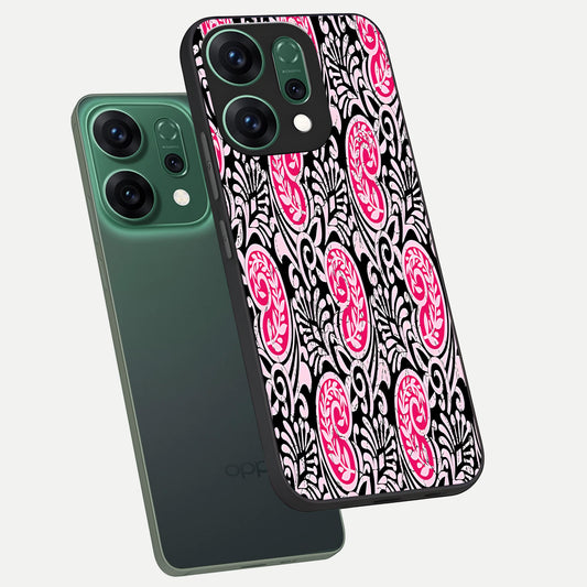 Crimson Paisley Charm phone case For Oppo Reno 14 showing premium glass back cover with detailed artwork