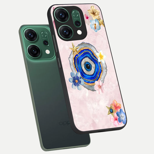 Divine Aura Bloom phone case For Oppo Reno 14 showing premium glass back cover with detailed artwork